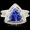 14K Gold 2.98ct Tanzanite & 0.90ctw Diamond Ring