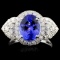 18K Gold 2.53ct Tanzanite & 0.90ctw Diamond Ring