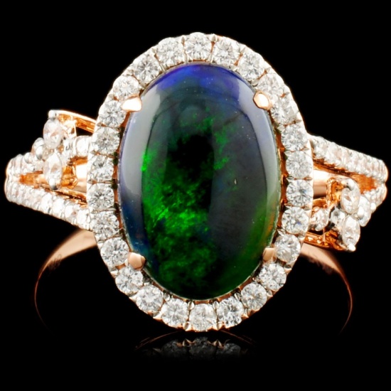 14K Gold 2.00ct Opal & 0.55ctw Diamond Ring