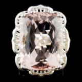 14K Gold 21.01ct Morganite & 1.05ctw Diamond Ring