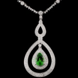 14K White Gold 1.76ct Tsavorite & 1.39ct Diamond N