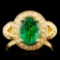 18K Gold 1.63ct Emerald & 0.38ctw Diamond Ring