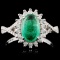 18K White Gold 1.28ct Emerald & 0.35ct Diamond Rin