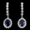 14K Gold 4.00ct Sapphire & 1.30ctw Diamond Earring