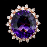 14K Gold 10.00ct Amethyst & 1.25ctw Diamond Ring