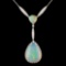 14K Gold 15.46ct Opal & 0.77ctw Diamond Necklace