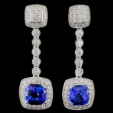 14K Gold 3.11ct Tanzanite & 0.99ct Diamond Earring