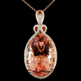 14K Gold 38.30ct Morganite & 0.80ctw Diamond Penda