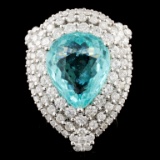 18K Gold 9.63ct Paraiba & 3.37ctw Diamond Ring