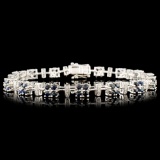 14K Gold 3.93ct Sapphire & 0.24ctw Diamond Bracele