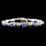 14K Gold 4.52ct Tanzanite & 0.32ctw Diamond Bracel