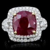 18K Gold 5.98ct Ruby & 1.10ct Diamond Ring