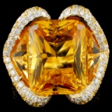 14K Gold 13.64ct Citrine & 1.06ctw Diamond Ring