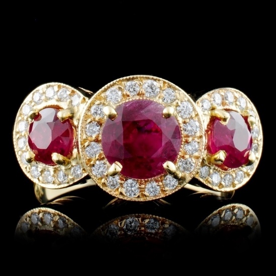 14K Yellow Gold 1.85ct Ruby & 0.63ct Diamond Ring