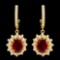 14K Gold 5.46ct Ruby & 1.74ctw Diamond Earrings