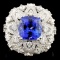 18K Gold 4.00ct Tanzanite & 1.73ctw Diamond Ring