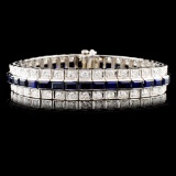 14K Gold 6.05ctw Sapphire & 2.25ctw Diamond Bracel