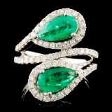 14K Gold 1.80ct Emerald & 0.76ctw Diamond Ring