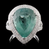 14K White Gold 8.23ct Tourmaline & 0.87ct Diamond