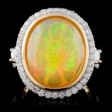 14K Yellow Gold 5.61ct Opal & 1.04ct Diamond Ring