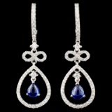 18K Gold 1.15ct Sapphire & 0.74ctw Diamond Earring