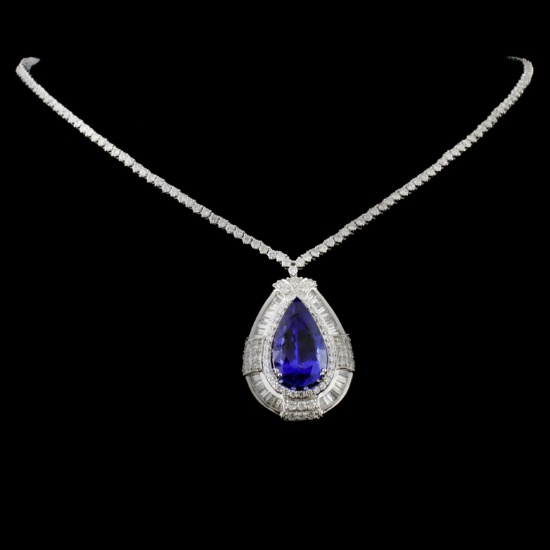 18K White Gold 9.76ct Tanzanite & 5.09ct Diamond N