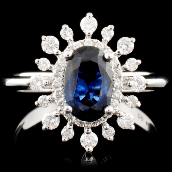 14K Gold 1.05ct Sapphire & 0.39ctw Diamond Ring