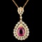 18K Gold 2.99ct Sapphire & 1.77ctw Diamond Pendant