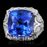 18k Gold 14.59ct Tanzanite & 1.90ct Diamond Ring