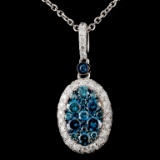 14K White Gold 1.12ctw Fancy Color Diamond Pendant