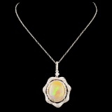 14K Gold 5.22ct Opal & 0.95ctw Diamond Pendant