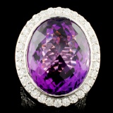 18K Gold 34.00ctw Amethyst & 4.08ctw Diamond Ring