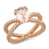 14K Gold 2.00ct Morganite & 1.00ct Diamond Ring