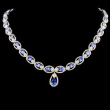 14K Gold 16.85ct Tanzanite & 5.93ctw Diamond Neckl