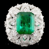 18K Gold 3.94ct Emerald & 1.61ctw Diamond Ring