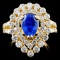 18K Y Gold 2.18ct Sapphire & 1.91ct Diamond Ring