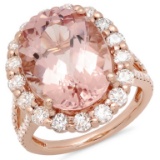 14K Gold 10.00ct Morganite & 1.50ct Diamond Ring