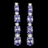 14k Gold 7.00ct Tanzanite & 0.50ct Diamond Earrin