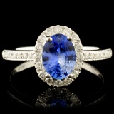 14K Gold 0.92ct Sapphire & 0.28ctw Diamond Ring