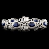 14K Gold 12.65ctw Sapphire & 2.65ctw Diamond Brace