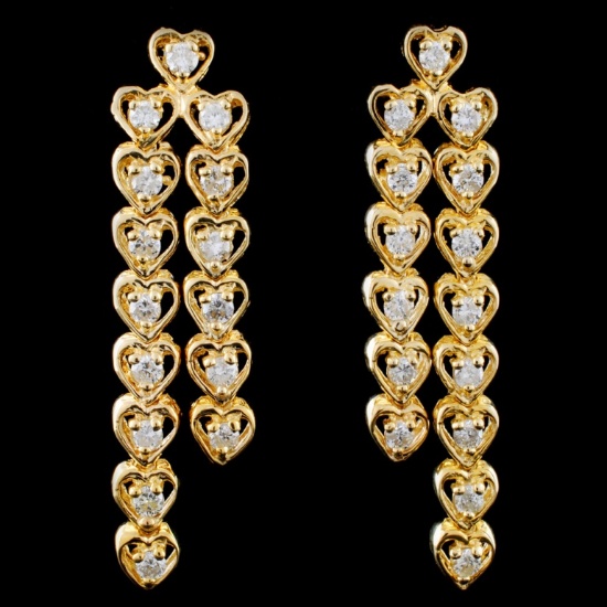 14K Yellow Gold 1.00ct Diamond Earrings