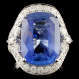 18K Gold 14.46ct Sapphire & 1.94ctw Diamond Ring