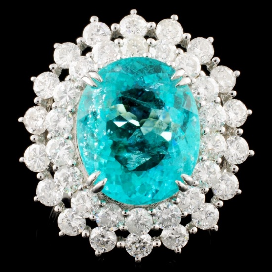 18K Gold 7.94ct Paraiba & 2.83ctw Diamond Ring