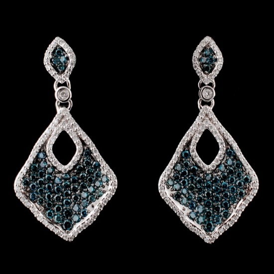 14K White Gold 1.33ctw Fancy Color Diamond Earring