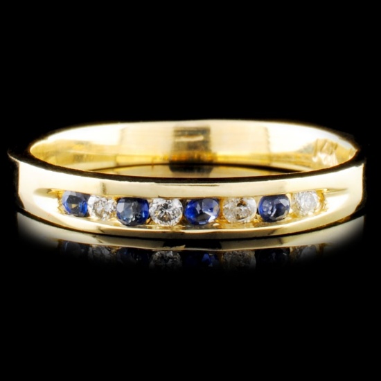 14K Gold 0.14ctw Sapphire & 0.08ctw Diamond Ring