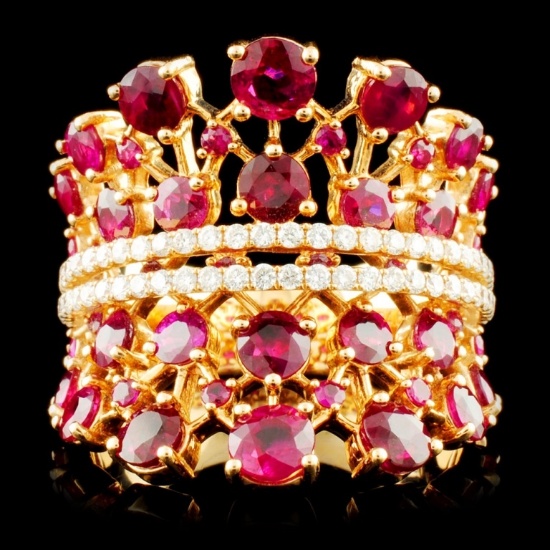 18K Rose Gold 4.67ct Ruby and 0.45ctw Diamond Ring