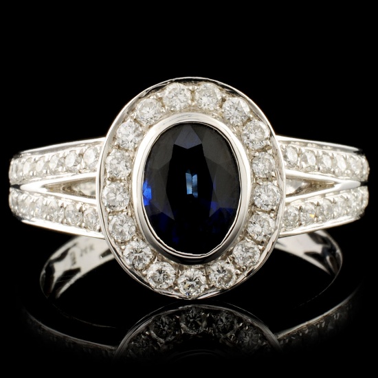 14K Gold 1.28ct Sapphire & 0.49ctw Diamond Ring