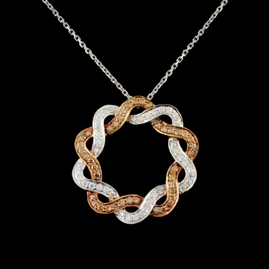 14K Gold 0.82ctw Fancy Color Diamond Pendant
