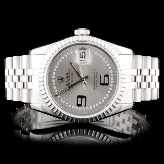 Rolex SS DateJust Diamond 36MM Wristwatch