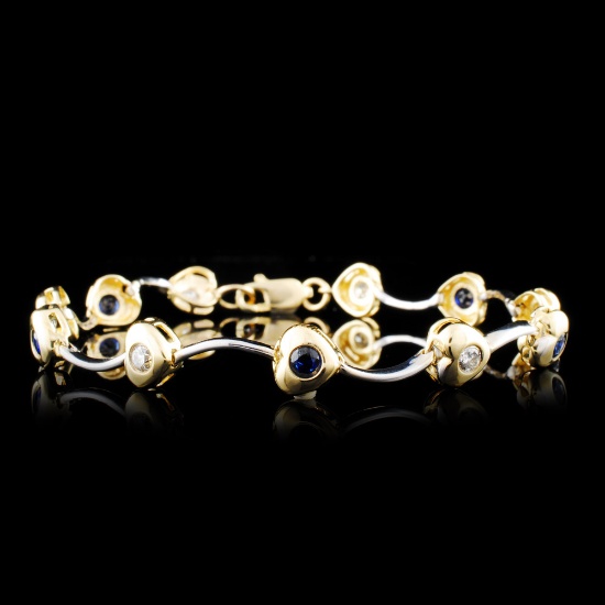 14K Gold 0.78ctw Sapphire & 0.51ctw Diamond Bracel